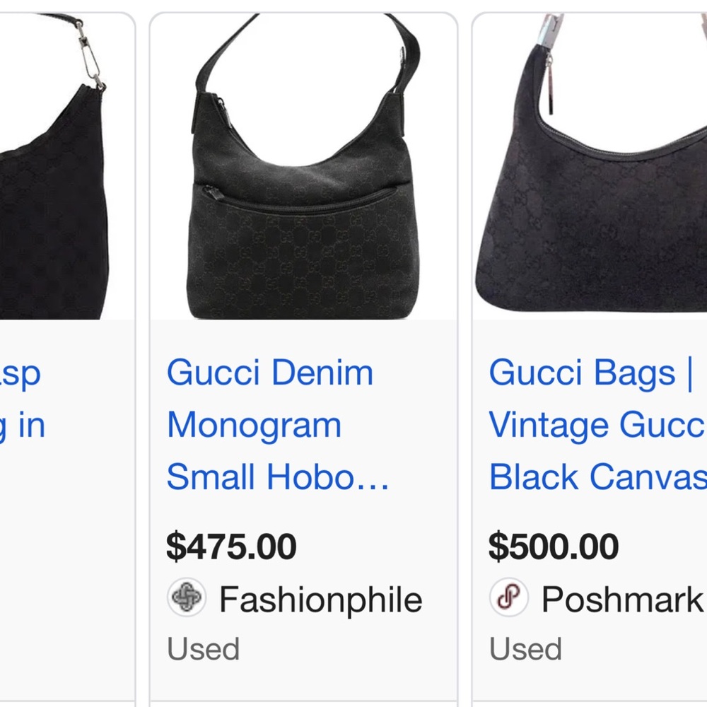 Vintage Gucci Black Denim Monogram Shoulder Bag - Picture 8 of 8